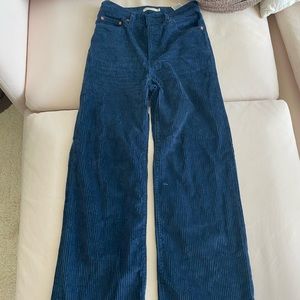 Levi’s blue corduroy wide leg ribcage pants